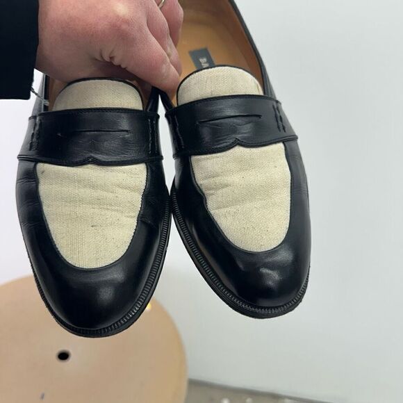 Bally Men’s Black and Cream Carena Slip on Almond Toe Penny Loafer main image 13